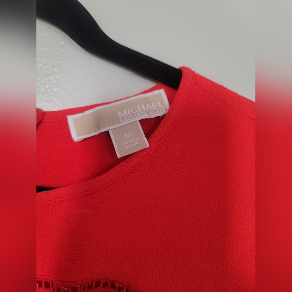 MICHAEL Michael Kors Bright Orange Short Sleeve 100% Rayon Blouse Size M - Picture 6 of 9